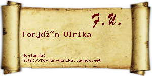 Forján Ulrika névjegykártya